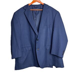 Oak Hill Sport Coat Men's 3XL 54/56 R Blue Black Plaid Check Blazer Jacket